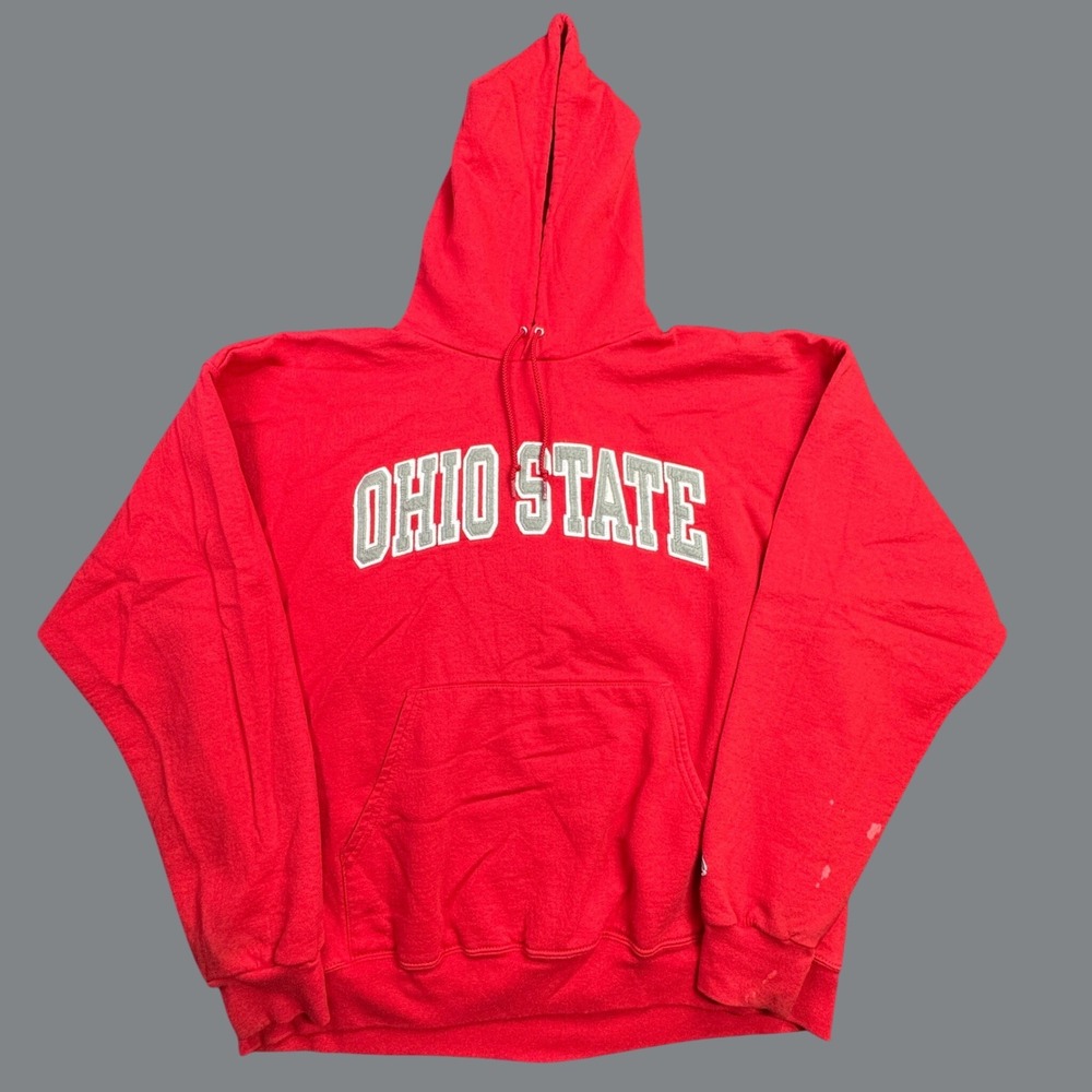 Ohio State Buckeyes Champion Hoodie Unisex XL Red Vintage Pullover Embroidered